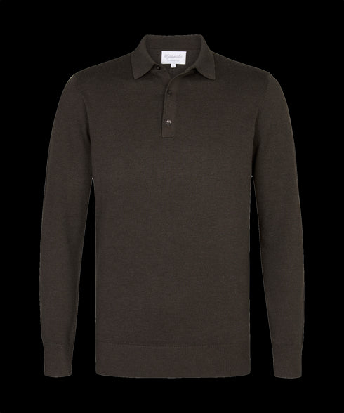 Chocoladebruine polo met lange mouwen